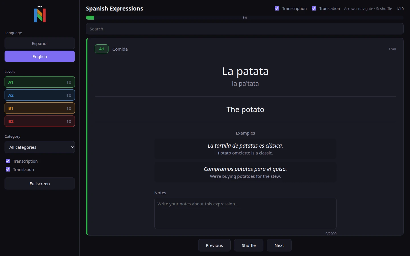Spanish Expressions on desktop