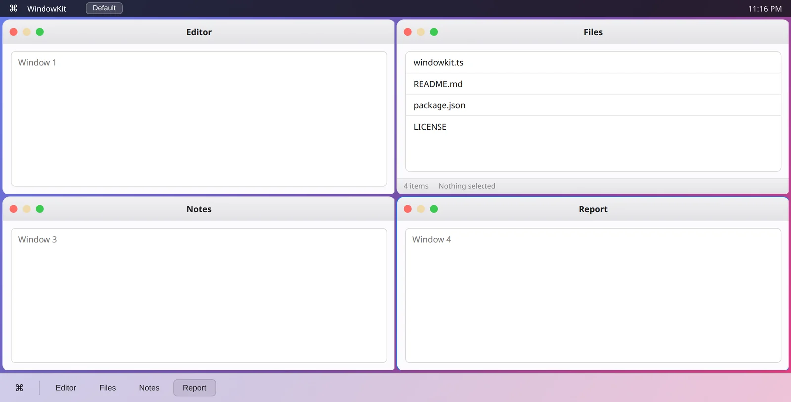 WindowKit — split-screen layout